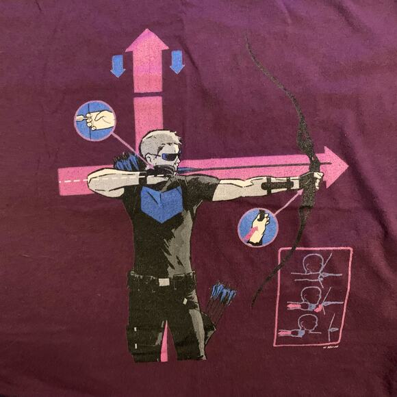 Marvel HAWKEYE American Apparel Graphic T-Shirt Dark Purple Men's/Unisex Medium - Picture 2 of 8